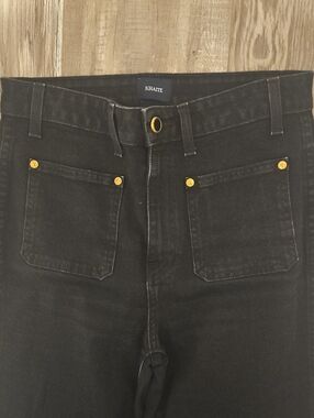 KHAITE Raquel Black Cropped Sailor Pocket Jeans with Gold Hardware 29